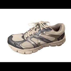 Sz 8.5 Ryka Knit Sneakers Tennis Shoes White, Blue, Silver